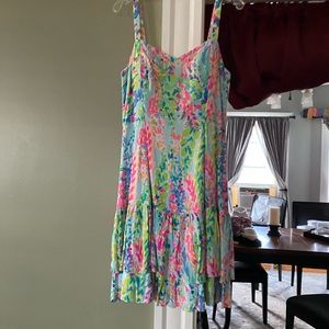 Lilly Pulitzer water color spaghetti strap dress, back zip- two tiers